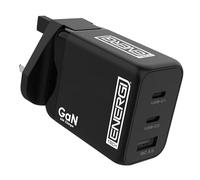 Tech Energi Triple USB-C/USB-A Plug, 65W Charging Adaptor, 3 Pin UK Mains, for Smartphones, Laptops, iPhone 17/Air/16/15, Android, Samsung S26/S25, Games Consoles, Controller, Tablets
