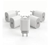 Tech-fan USB-C Charger 35W Fast Charging, Pack of 5, White, Compact, Compatible with iPhone 17/16/15/14/13/12/11/SE/X/XS/XR, Power Delivery