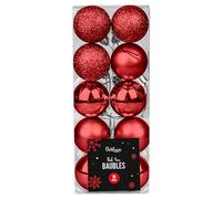 Tech Island Christmas Baubles, 10PCS Red Assorted Baubles 4cm for Christmas Tree Decorations, Traditional Mini Xmas Balls Decor Shatterproof Hanging Ornaments for Holiday and Party Decoration (Red)