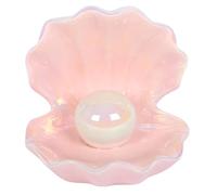 Tech Island Clam Shell Ceramic Trinket Dish, Iridescent Pink with Pearl Gifts For Women Jewellery Tray Ring Dish Holders Jewellery Organisers Unique Her Friendship Birthday Gifts