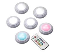 Tech Island Colour Changing Led Touch Lights, 5 Pack Puck Lights Remote Control Battery Operated LED Push Light Wireless 12 Color RGB for Closet Bedroom Wall Under Cabinet