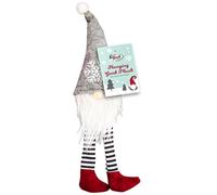 Tech Island Hanging Gonk 40cm Christmas Plush Gonk Gnome Hanging Knitted Hat Scandinavian Santa Home Decoration, Sequins Tomte, Winter Table Ornament, Holiday Presents (Grey)