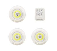 Tech Island LED Push Light, Pack of 3, Wireless Tap Lights, Touch Activated On/Off Under Cabinet Lightning Battery Operated, Remote Control, Bright LED Puck Lights, Ideal for Closets, Attic, Garage