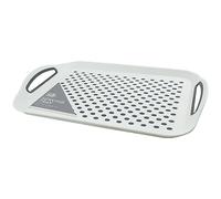 Tech Island Serving Tray, Anti-Slip Rectangular with Non-Slip Rubber on Top and Bottom Plastic Dinner/Drinks Reusable Serving Trays, Easy Grip Handles Ideal for Home Breakfast, party (White)