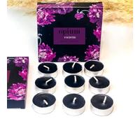 Tech Island Tealight Candles, Pack of 9 Wax Candles Opium Scented Long Burning time,Black Tea Light Candle, Fragrance Ideal for Weddings, Parties, Christmas & Birthday
