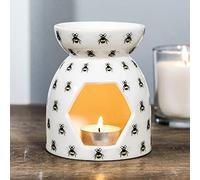 Tech Island Wax Burner, Bee Print Ceramic Oil Burner, Wax Melts, Aromatherapy Oil Diffuser, Essential Oil for Home Decor, Air Fresheners, Room Décor