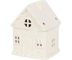 Tech Island Wax Burner, Ceramic Gingerbread House Oil Burne, Wax Melt Burners, Wax Melts, Aromatherapy Diffuser, Oil Diffuser Tea Lights Candle Holder For Home, Room Décor (White)