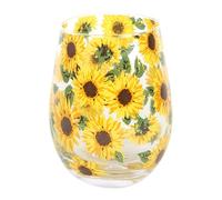Tech Island Wine Glass, Stemless Printed Glass, Clear Crystal Effect Ideal for Sassy, Strong Women, Party, Cocktails, Whiskey Champagne, Mother’s Day Birthday,Gift (Sun Flower)