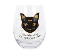 Tech Island Wine Glass, Stemless Printed Glass, Clear Crystal Effect Ideal for Sassy, Strong Women, Party, Cocktails, Whiskey Champagne, Mother’s Day Birthday,Gift (Black Cat)