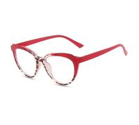 TECH-LINE-DIRECT FASHION ACCESSORIES Anti-blue Light Cat Eye Optical Glasses Women Clear Lens Classic Glasses Frames (Red/Leopard Frame + Clear Lens)
