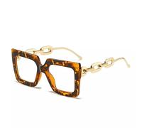 TECH-LINE-DIRECT FASHION ACCESSORIES Blue Light Blocking Reading Glasses for Women/Mens Anti UV400 Glare Big Glasses Frames | Oversized Glasses (Leopard Frame + Clear Lens)