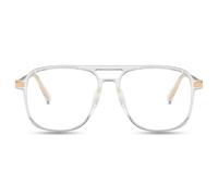 TECH-LINE-DIRECT FASHION ACCESSORIES Double Bridge Square Anti-blue Light Glasses Anti Glare Gaming Glasses for Women Men [Clear Frame]