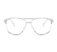 TECH-LINE-DIRECT FASHION ACCESSORIES Double Bridge Square Anti-blue Light Glasses Men Vintage Computer Glasses (Clear Frame + Clear Lens)