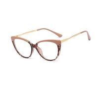 TECH-LINE-DIRECT FASHION ACCESSORIES Frame Super Popular Cat Eye Computer Glasses Anti Blue Light Optical Frames For Women (Khaki&Leopard Frame + Clear Lens)