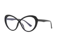 TECH-LINE-DIRECT FASHION ACCESSORIES Luxury Oversized Oval Anti Blue Light Glasses New Women Designer Frames Eyewear (Black Frame + Clear Lens)