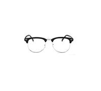 TECH-LINE-DIRECT FASHION ACCESSORIES Metal Square Men Women Glasses Square Frames Vintage Anti Blue Light Eyewear (Silver/Black Frame + Clear Lens)