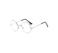 TECH-LINE-DIRECT FASHION ACCESSORIES Round Metal Eyeglasses Unisex Retro Clear Lens Glasses/Frames Ultra Light for Kid/Children/Teens (Silver Frame + Clear Lens)