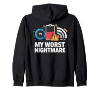Tech My Worst Nightmare Low Battery Wifi Icon Zip Hoodie