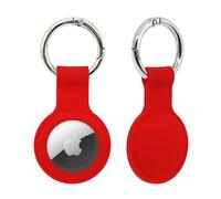 Tech Sense Silicone Case for AirTag - AirTag Holder with Keyring, Scratch-Resistant and Anti-Lost AirTag Keyring for Keys, Bags, Luggage, Pet Collars (Red)