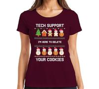 Tech Support I'm Here to Delete Christmas IT Admin Geek Nerd Women's T-Shirt, burgundy, XXL