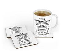 Tech Support Mug Funny Checklist Helpdesk Tea & Coffee Mug, Office Technical Support Engineer IT Computer Geek Help Desk Nerd Present Gift