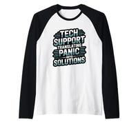Tech Support Translating Panic Into Solutions PC IT Support Raglan Baseball Tee