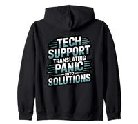 Tech Support Translating Panic Into Solutions PC IT Support Zip Hoodie