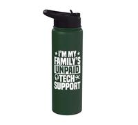 Tech Support Unpaid Help Desk IT Call Center Agent Stainless Steel Insulated Water Bottle