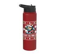TECH THE Halls Funny Ugly Christmas Sweater Corgi Santa Meme Stainless Steel Insulated Water Bottle