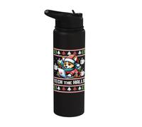 TECH THE Halls Funny Ugly Christmas Sweater Corgi Santa Meme Stainless Steel Insulated Water Bottle