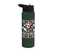 TECH THE Halls Funny Ugly Christmas Sweater Corgi Santa Meme Stainless Steel Insulated Water Bottle
