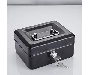 Tech Traders 6-Inch Metal Cash Box with 2 Keys - Colour May Vary
