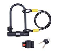 Tech Traders Bike U Lock with Double Loop Cable,Heavy Duty Bike U-Lock, 15mm Shackle and 10mm x1.35m Cable with Mounting Bracket For All kid of bikes-2Keys
