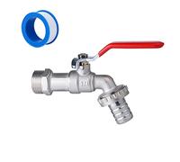 Tech Traders Premium 3/4'' Inch Brass Water Tap - Rust and Frost Resistant + 1x Hose Connector for Garden, Washing Machine, Rain Barrel