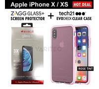 Tech21 EvoCheck Clear Cover Case + ZAGG Glass Screen Protector for IPhone X XS