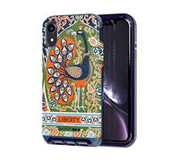 Tech21 Protective Apple iPhone XR Case Slim Faux Leather Back Cover with FlexShock - Evo Luxe Francis Liberty - Green/Orange