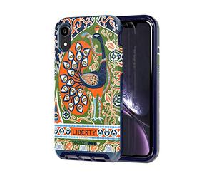 Tech21 Protective Apple iPhone XR Case Slim Faux Leather Back Cover with FlexShock - Evo Luxe Francis Liberty - Green/Orange