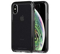 tech21 Protective Apple iPhone XS Max Case Thin Patterned Back Cover with FlexShock - Evo Check - Smokey Black