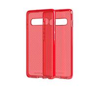 Tech21 Protective Samsung Galaxy S10+ Case Thin Patterned Back Cover with FlexShock - Evo Check - Bright Rouge