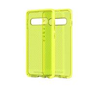 Tech21 Protective Samsung Galaxy S10+ Case Thin Patterned Back Cover with FlexShock - Evo Check - Neon Yellow