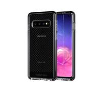 Tech21 Protective Samsung Galaxy S10 Case Thin Patterned Back Cover with FlexShock - Evo Check - Smokey Black