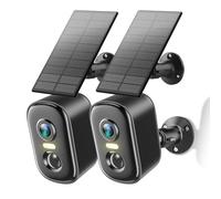 Techage Outdoor Surveillance Camera, 2K WiFi Wireless Surveillance Solar Camera Outdoor/Indoor with AI Motion Detection, Color Night Vision, 2-Way Talk, IP66 Waterproof, Cloud/SD Storage 2 Pack