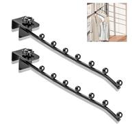 Techchii 2 PCS Portable Clothes Airer, Adjustable (Pitch 6-43.5mm) Metal Clothes Drying Rack Travel Hangers Suitable for Balcony, Bedroom, Bedside, Dormitory, for Hang 7Pcs