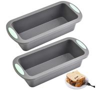 Techchii 2 PCS Silicone Loaf Tin, Mini Bread Tin BPA-Free 20cm Silicone Baking Trays Rectangle Moulds, Non-Stick and Quick Demoulding (Grey, 20x10x5.5cm)