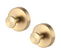 Techchii 2 PCS Suction Hooks for Bathroom, Stainless Shower Sucker Hooks Self Adhesive Shower Towel Hook Waterproof Suction Cup Hook for Bathroom Kitchen, No-Drill (Gold)