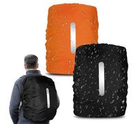 Techchii 2 PCS Waterproof Backpack Cover, Rucksack Rain Covers with Reflective Strap 30-40L Waterproof Bag Cover Suitable for Cycling, Hiking, Camping (Orange, Black)