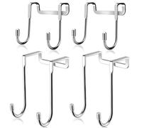Techchii 4 PCS Shower Hooks, Stainless Steel Bathroom Door Hook Double Hook Towel Hooks for Bathrooms Portable Over Door Hanger for Bathrooms Kitchen Cabinet Wardrobe (2 Sizes)