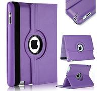TechDealsUK 360 Degree Rotating Case For Apple iPad 4 3 2 (2011-2012) PU Leather Stand Swivel Folio Cover (Purple)