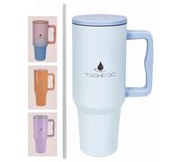 TechDoc 40 oz Insulated Tumbler with Handle & Sip Straw | Stainless Steel Water Bottle | Vacuum Travel Mug | Iced Coffee Cup | Hot & Cold Drinks | Gift for Him & Her | Baby Blue | 1180ml