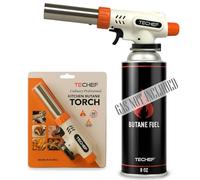 TECHEF Butane Torch - Culinary Professional Kitchen Butane Torch | Adjustable Flame Shape Strength 2,200°F | Searing Steaks, Creme Brulee | Anti-flare | Made in Korea | Butane Fuel Not Included